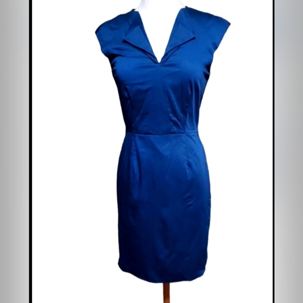 antonio melani dress 4 Midi Tank Pencil Bodycon Lined 99% Cotton Sustainable blu